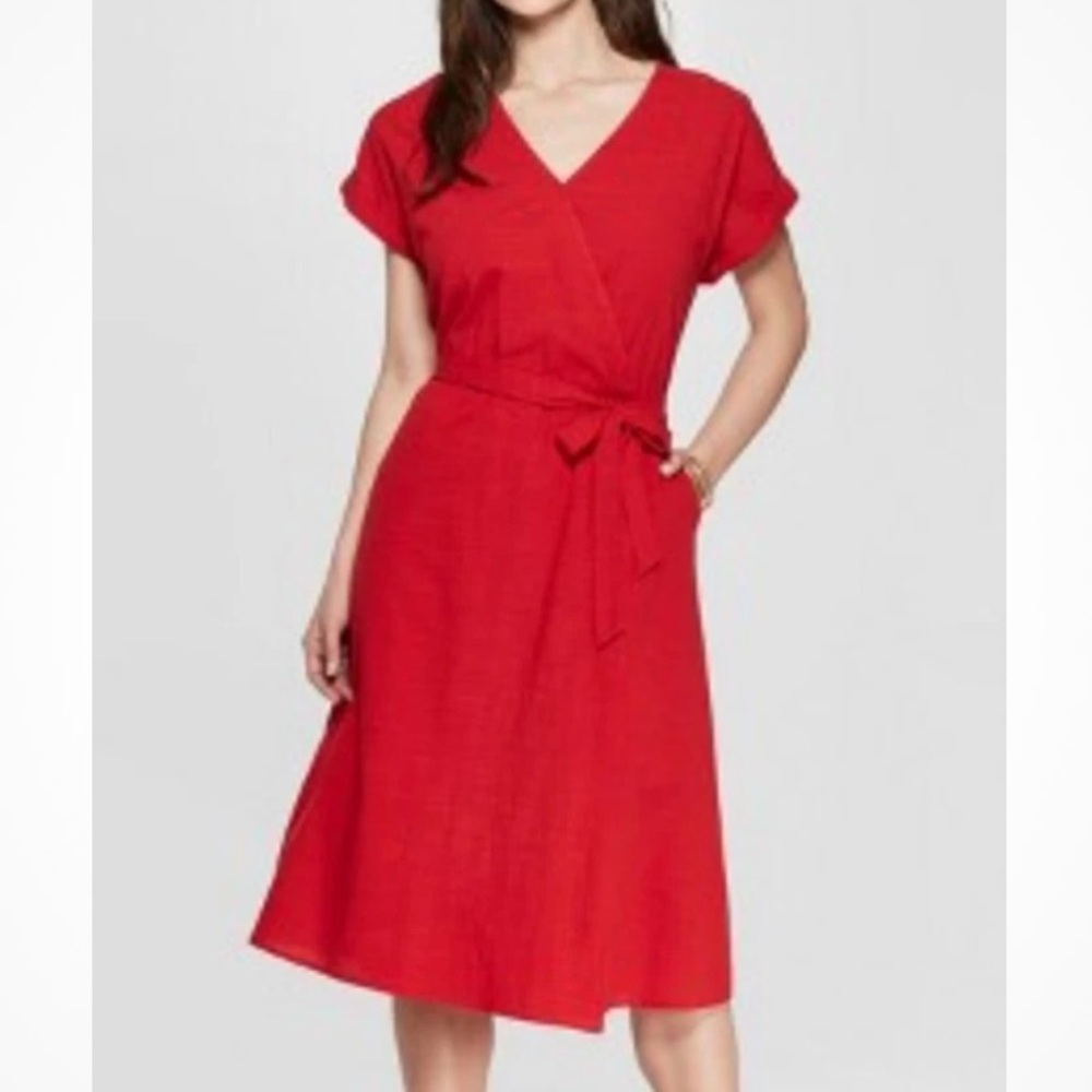 Universal Thread Ripe Red Belted Wrap Dress XL NWT - Picture 2 of 10